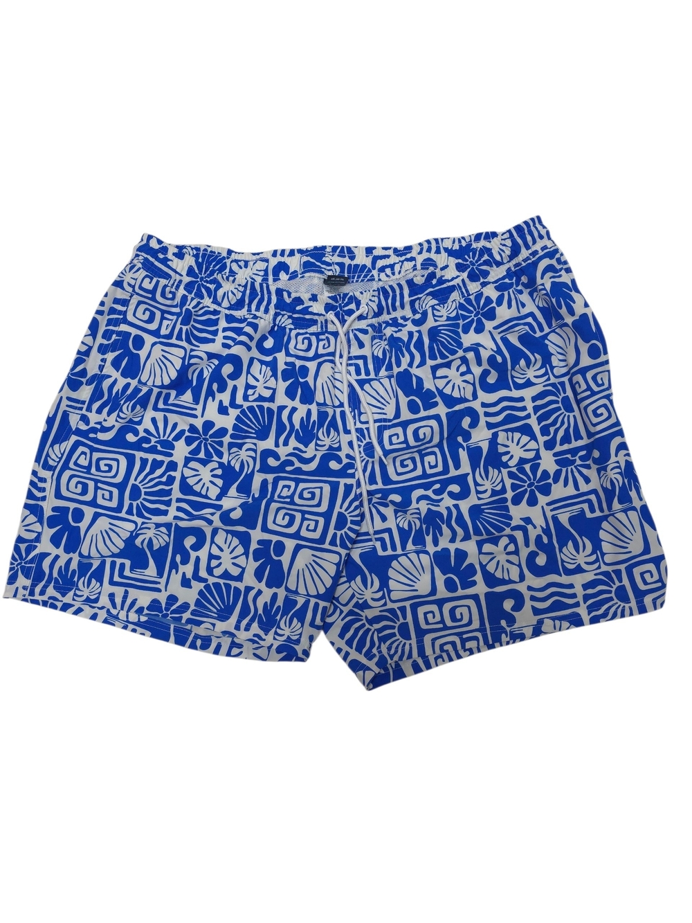 George Blue and White Tropical Print Swim Shorts